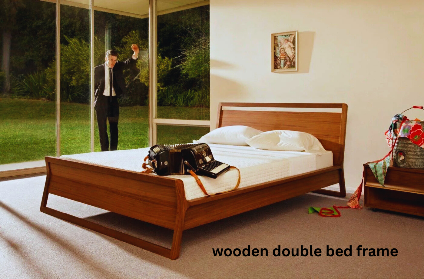 wooden double bed frame